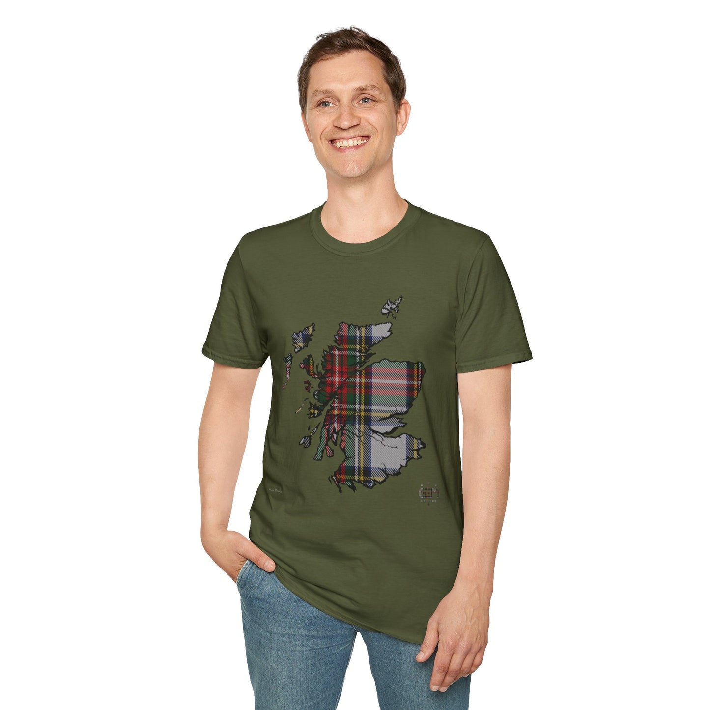 Tartan Ecosse Carte Softstyle T-Shirt Unisexe - Stewart Dress Tartan Tee 