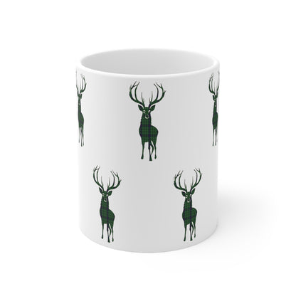 Tartan Stag Mug - Duncan Tartan, Coffee Cup, Tea Cup, Scotland, White