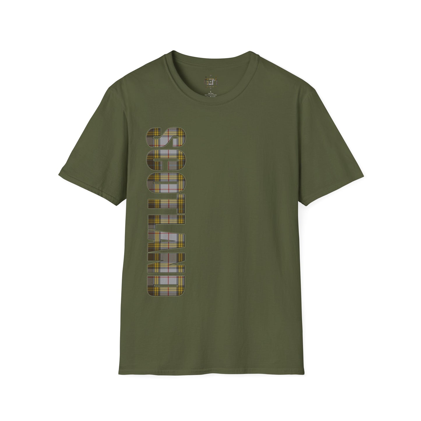 Scotland Lettering Tartan Softstyle Unisex T-Shirt, Buchanan Tartan Tee