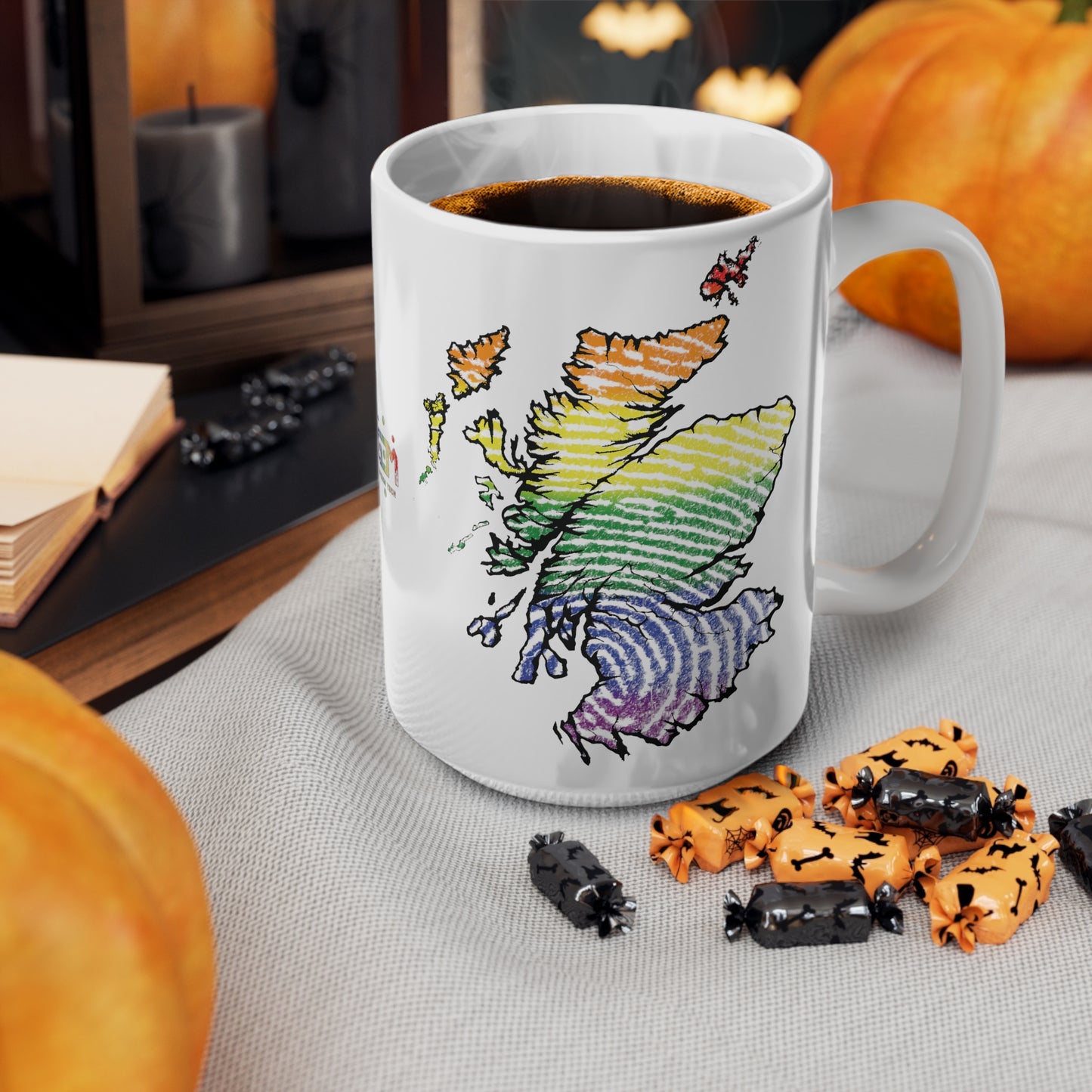 Scotland Map Pride Fingerprint Mug, White