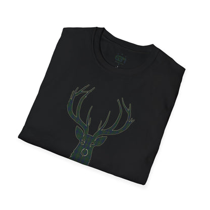 Tartan Stag Softstyle T-Shirt - Kennedy Tartan, Unisex Tee, Scottish Scenery, Various Colours