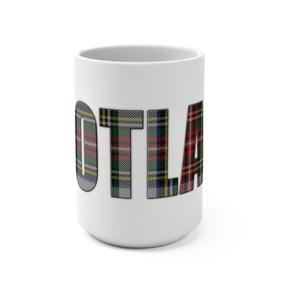 Scotland Lettering Tartan Mug 15oz, Stewart Dress Tartan