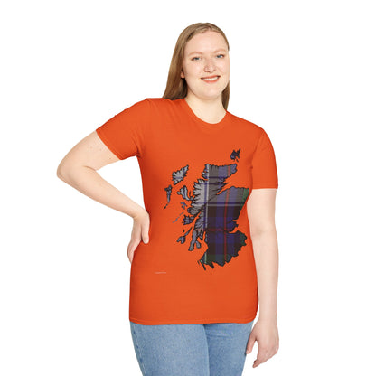 Scotland Tartan Map Softstyle Unisex T-Shirt, Argyle Dress Tartan, Various Colours