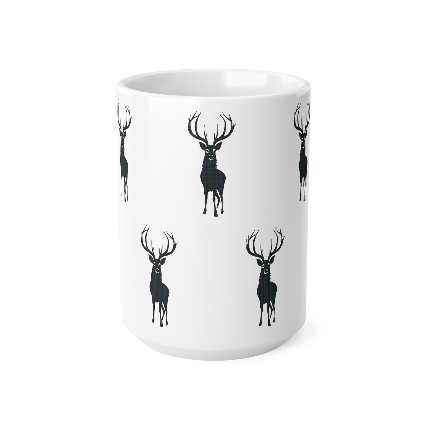 Tartan Stag Mug - Argyle Tartan, Coffee Cup, Tea Cup, Scotland, White