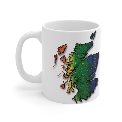 Scotland Map Pride Rain Mug, White