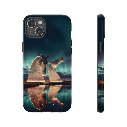 Kelpies Northern Lights Art Variant Phone Case, Scotland, Apple