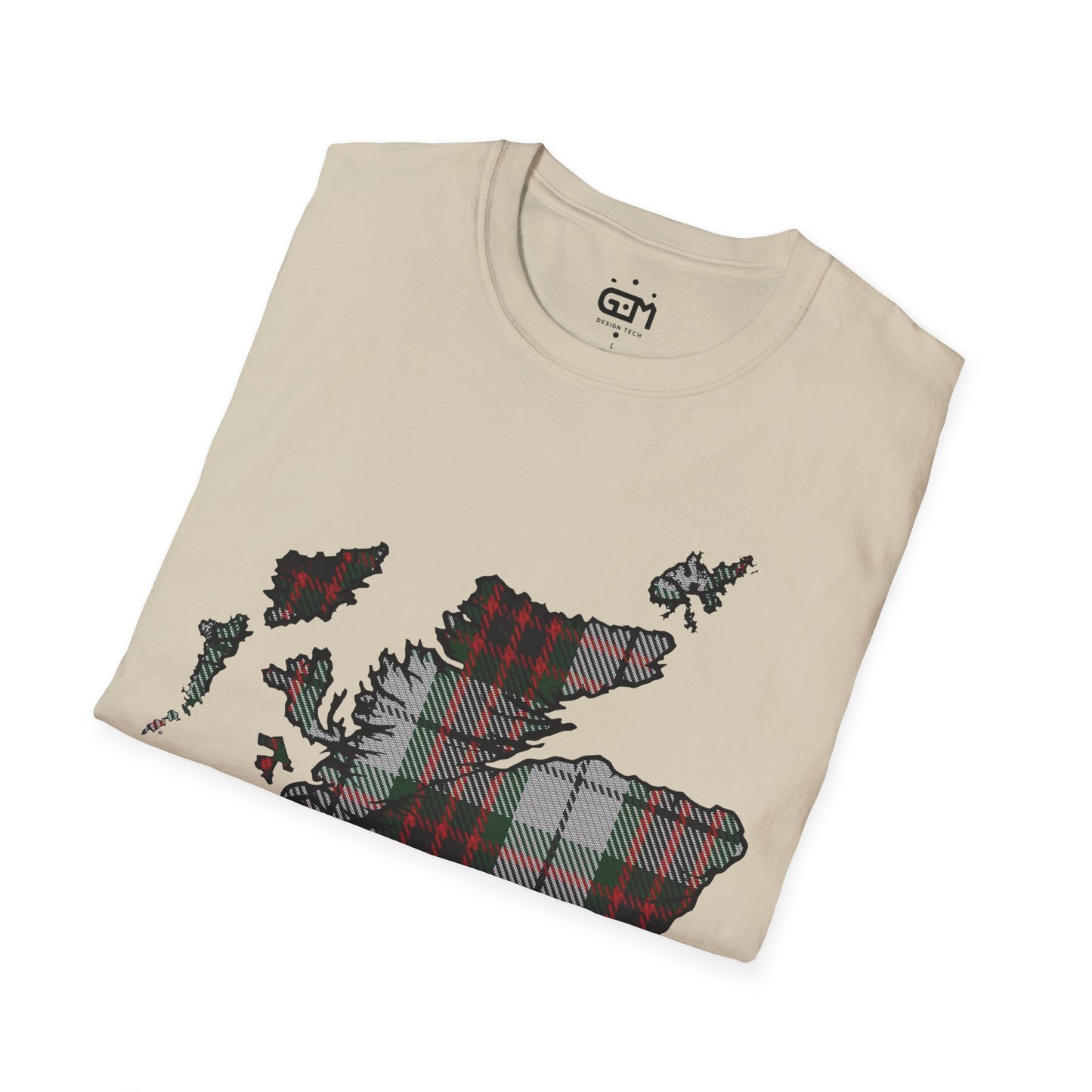 Scotland Tartan Map Softstyle Unisex T-Shirt, Fraser Dress Tartan, Various Colours