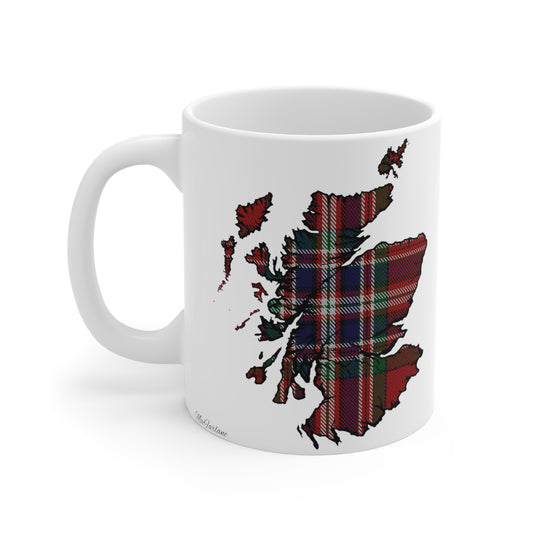 Scotland Map Mug 11oz, MacFarlane Tartan