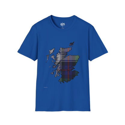 Scotland Tartan Map Softstyle Unisex T-Shirt - Argyle Dress Tartan Tee