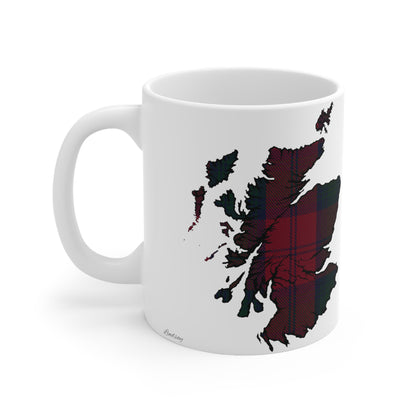 Lindsay Tartan Scotland Map Mug, Coffee Cup, Tea Cup, Scotland, White