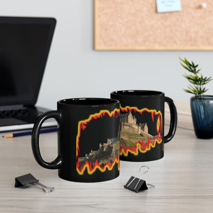 Edinburgh Castle Fire Effect Photo Mug, Black