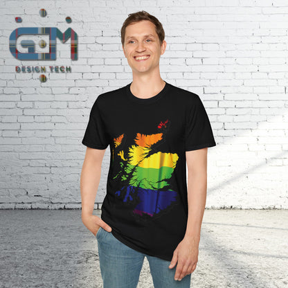 Pride Flag Scotland Map Unisex T-Shirt, Various Colours