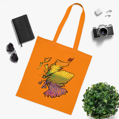 Scotland Pride Fingerprint Map Cotton Tote Bag