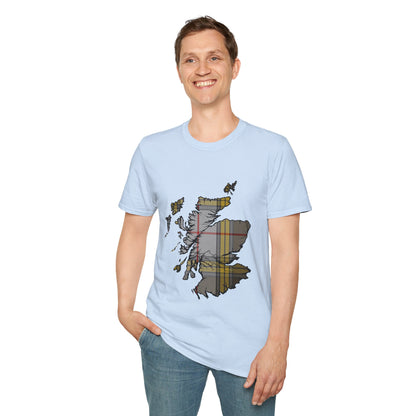 Scotland Tartan Map Softstyle Unisex T-Shirt - Buchanan Dress Tartan Tee