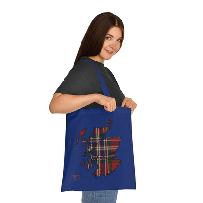 Reversible Scotland Tartan Map Cotton Tote Bag - MacFarlane Tartan