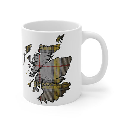 Scotland Tartan Map Mug - Buchanan Tartan, Various Sizes