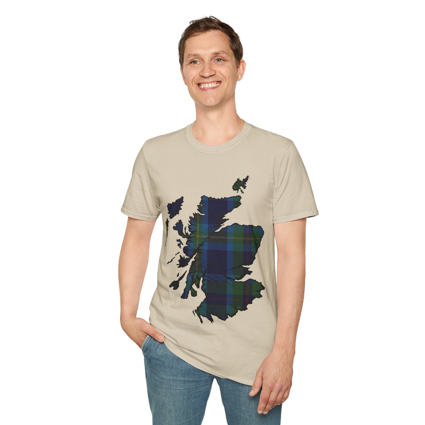 Scotland Tartan Map Softstyle Unisex T-Shirt, Miller Tartan, Various Colours