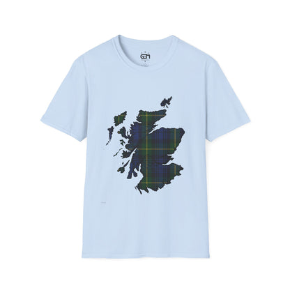 Scotland Tartan Map Softstyle Unisex T-Shirt - Gordon Tartan Tee