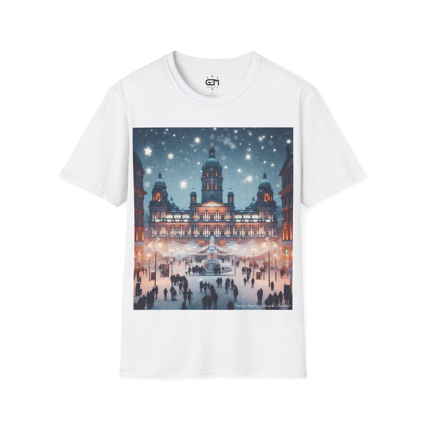 Glasgow George Square Winter Softstyle T-Shirt, Unisex Tee, Scotland Shirt, Scottish Landmark, Nature, Scenery, Various Colours