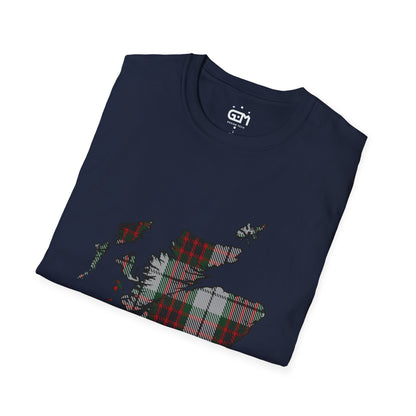 Scotland Tartan Map Softstyle Unisex T-Shirt - Fraser Dress Tartan Tee