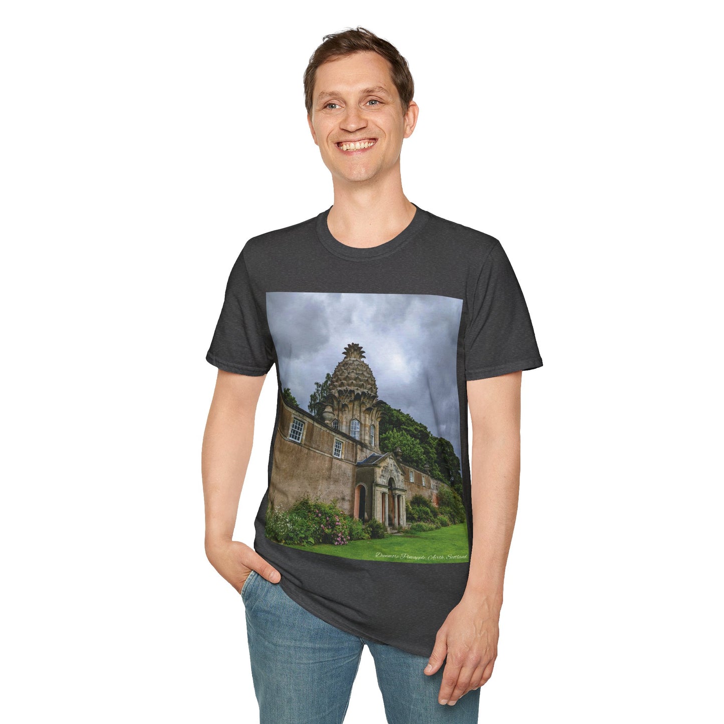 Dunmore Pineapple Photo Softstyle T-Shirt, Unisex Tee, Scotland Shirt, Scottish Landmark, Nature, Scenery, Various Colours