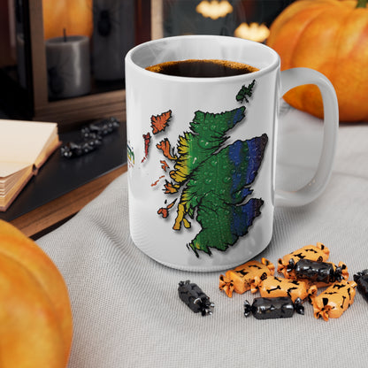 Scotland Map Pride Rain Mug, White