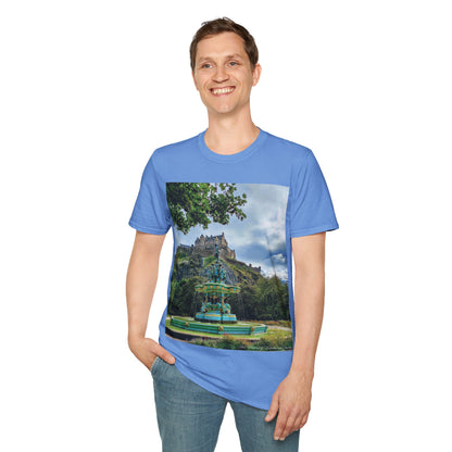 Ross Fountain & Edinburgh Castle Photo Softstyle T-Shirt, Unisex Tee, Various Colours