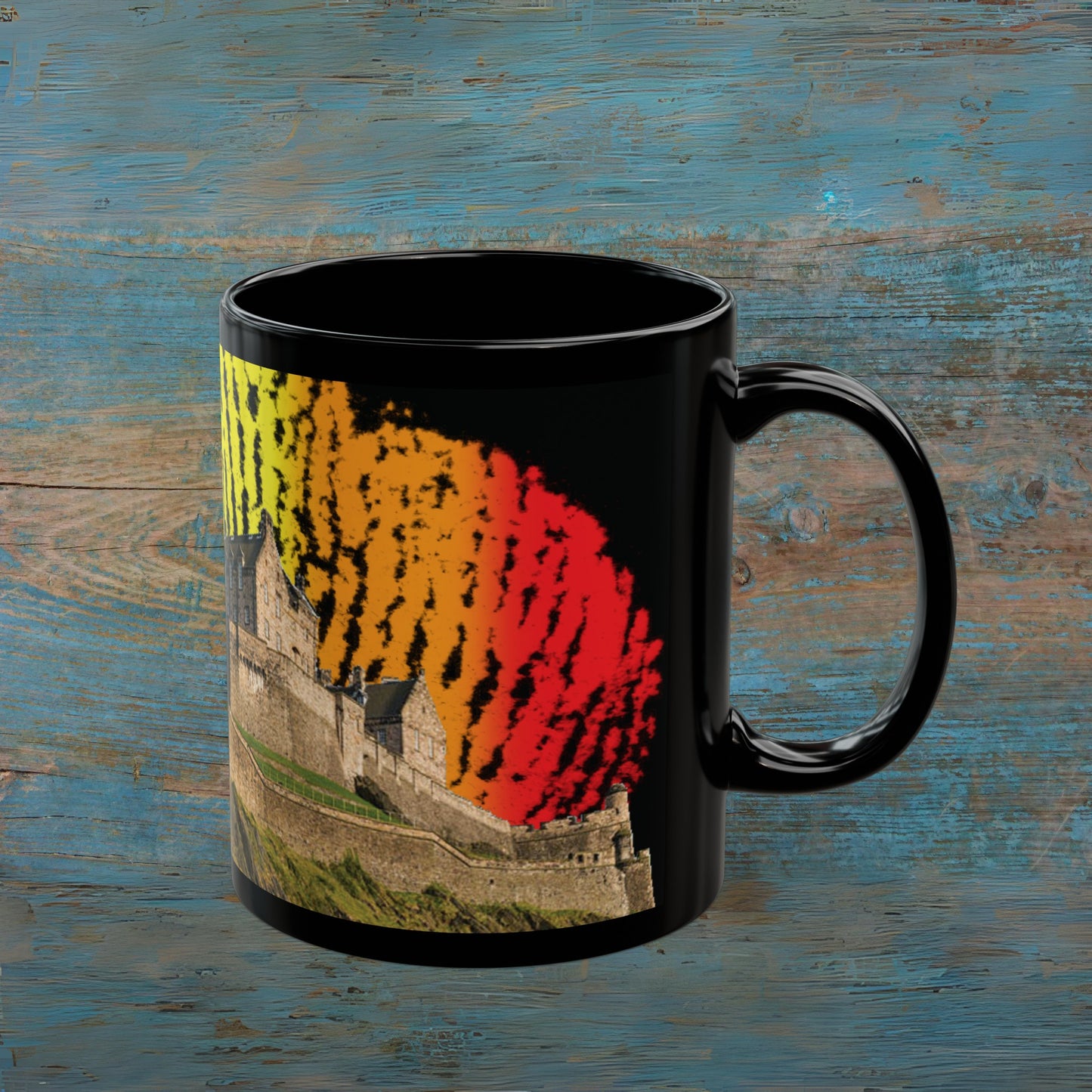 Edinburgh Castle Pride Fingerprint Sky Photo Mug, Black