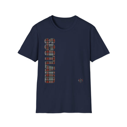 Tartan Scotland Lettering Softstyle Unisex T-Shirt, Stewart Tartan Tee