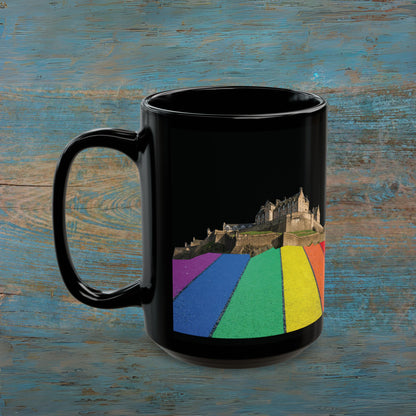 Pride Road Rock Edinburgh Castle Photo Mug, Black