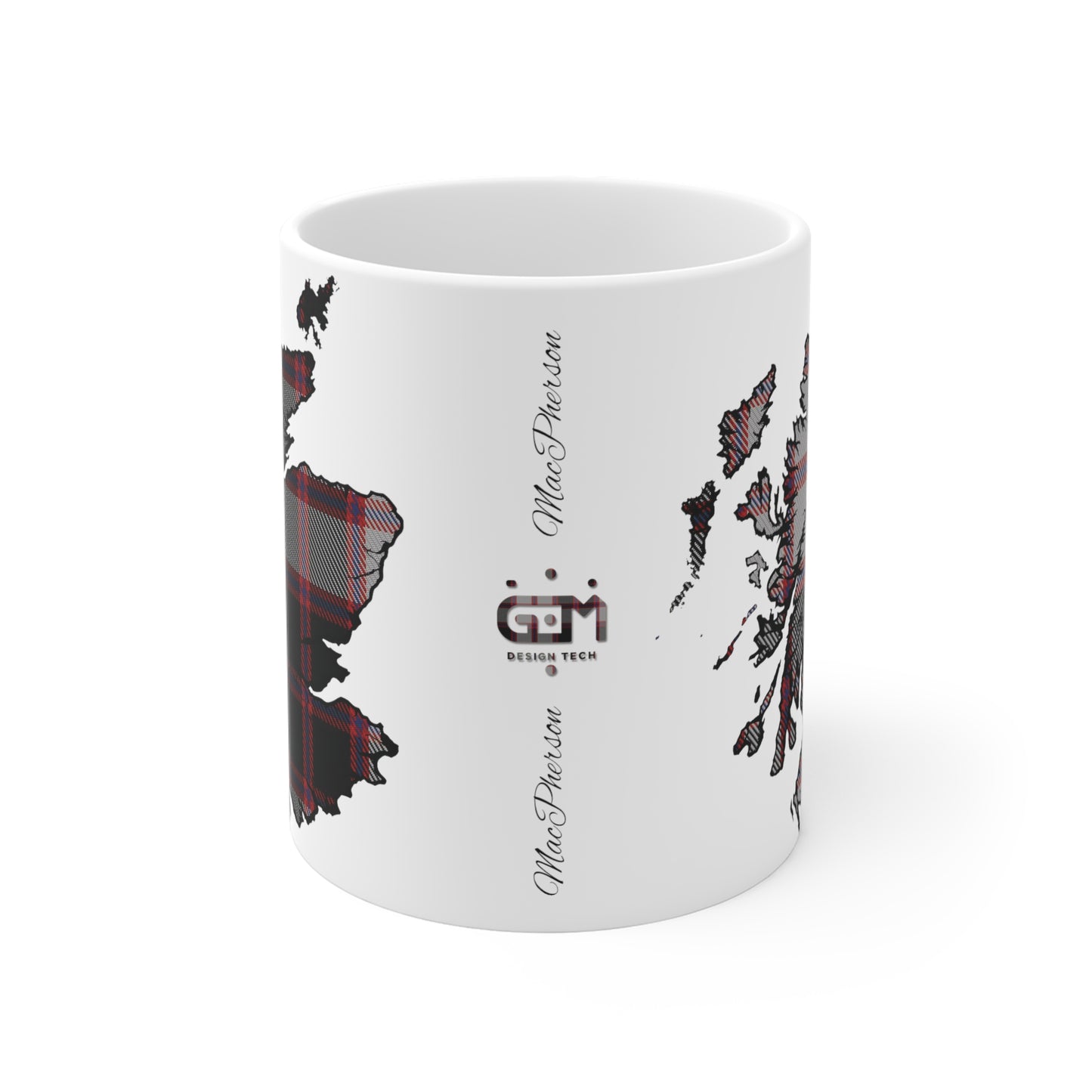 Scotland Tartan Map Mug - MacPherson Tartan, Various Sizes