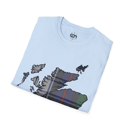 Scotland Tartan Map Softstyle Unisex T-Shirt, Argyle Dress Tartan, Various Colours