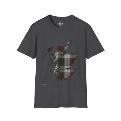 Scotland Tartan Map Softstyle Unisex T-Shirt - Fraser Dress Tartan Tee