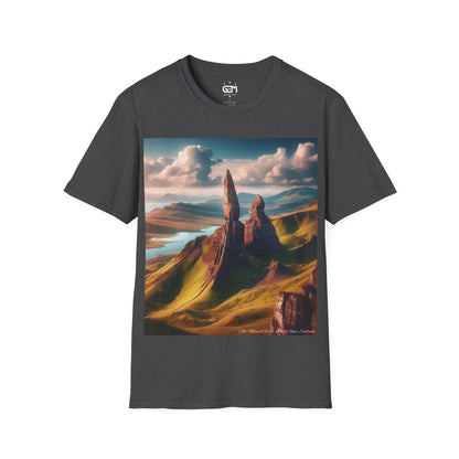 Old Man of Storr Summer Softstyle T-Shirt, Unisex Tee, Scotland Shirt, Scottish Landmark, Nature, Scenery, Various Colours