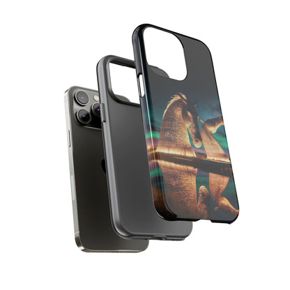 Kelpies Northern Lights Art Phone Case, Scotland, Apple