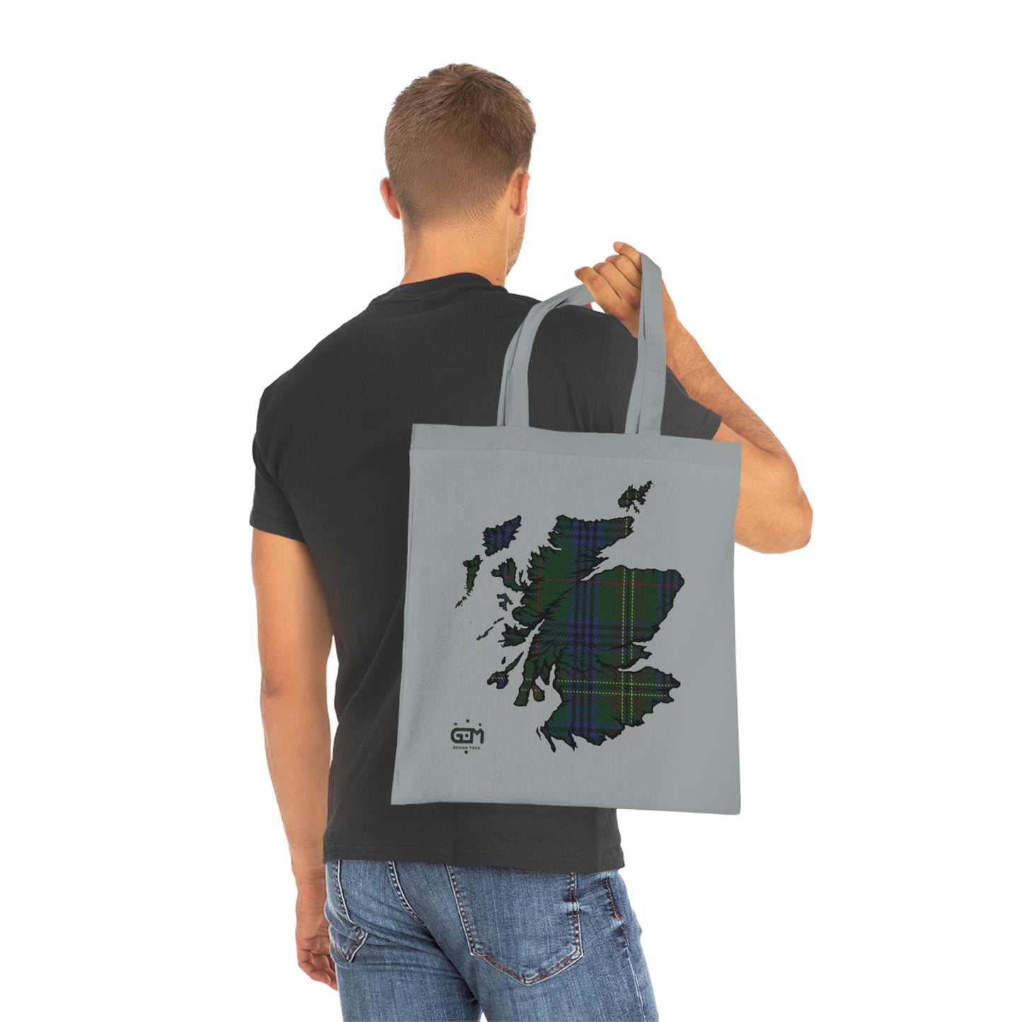 Reversible Scotland Tartan Map Cotton Tote Bag - Kennedy Tartan