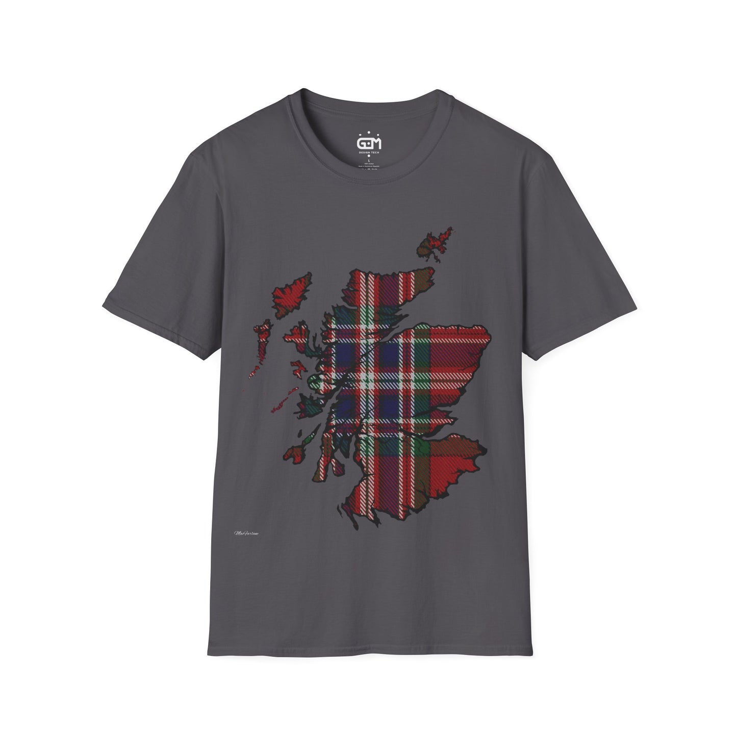 Scotland Tartan Map Softstyle Unisex T-Shirt, MacFarlane Tartan, Various Colours