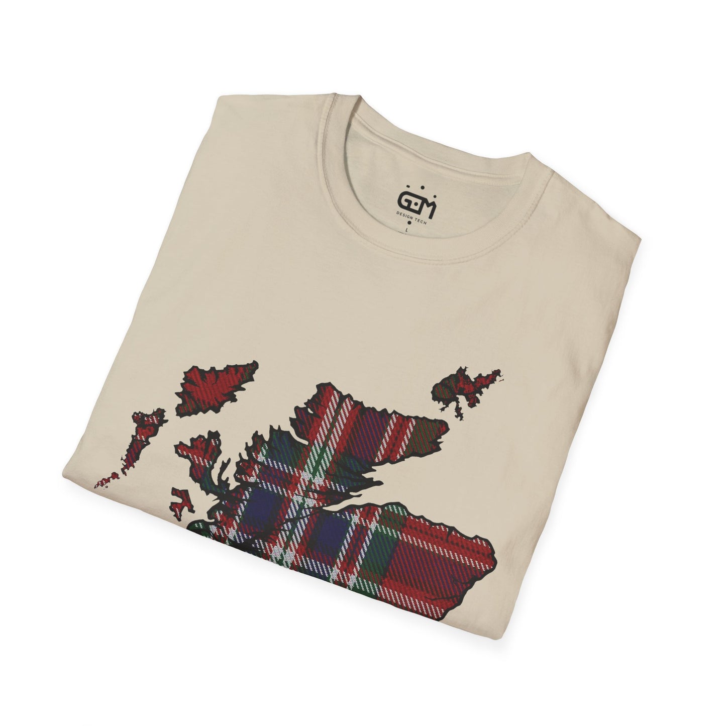 Scotland Tartan Map Softstyle Unisex T-Shirt, MacFarlane Tartan, Various Colours