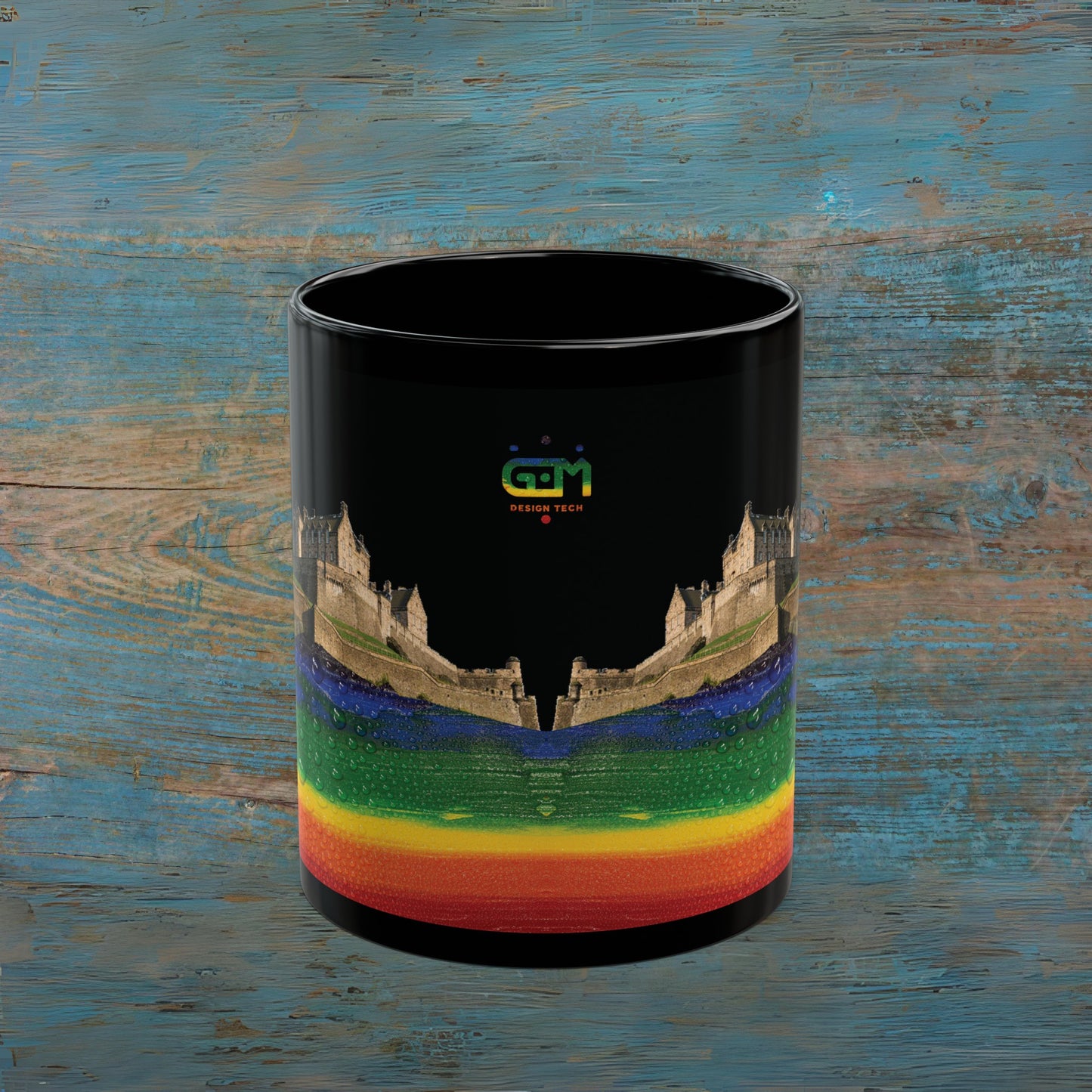 Pride Rain Rock Edinburgh Castle Photo Mug, Black