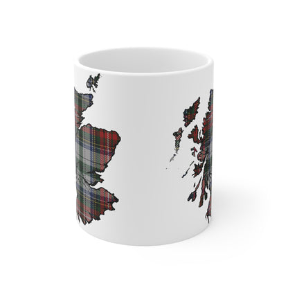 Stewart Tartan Scotland Map Mug, Coffee Cup, Tea Cup, Scotland, White