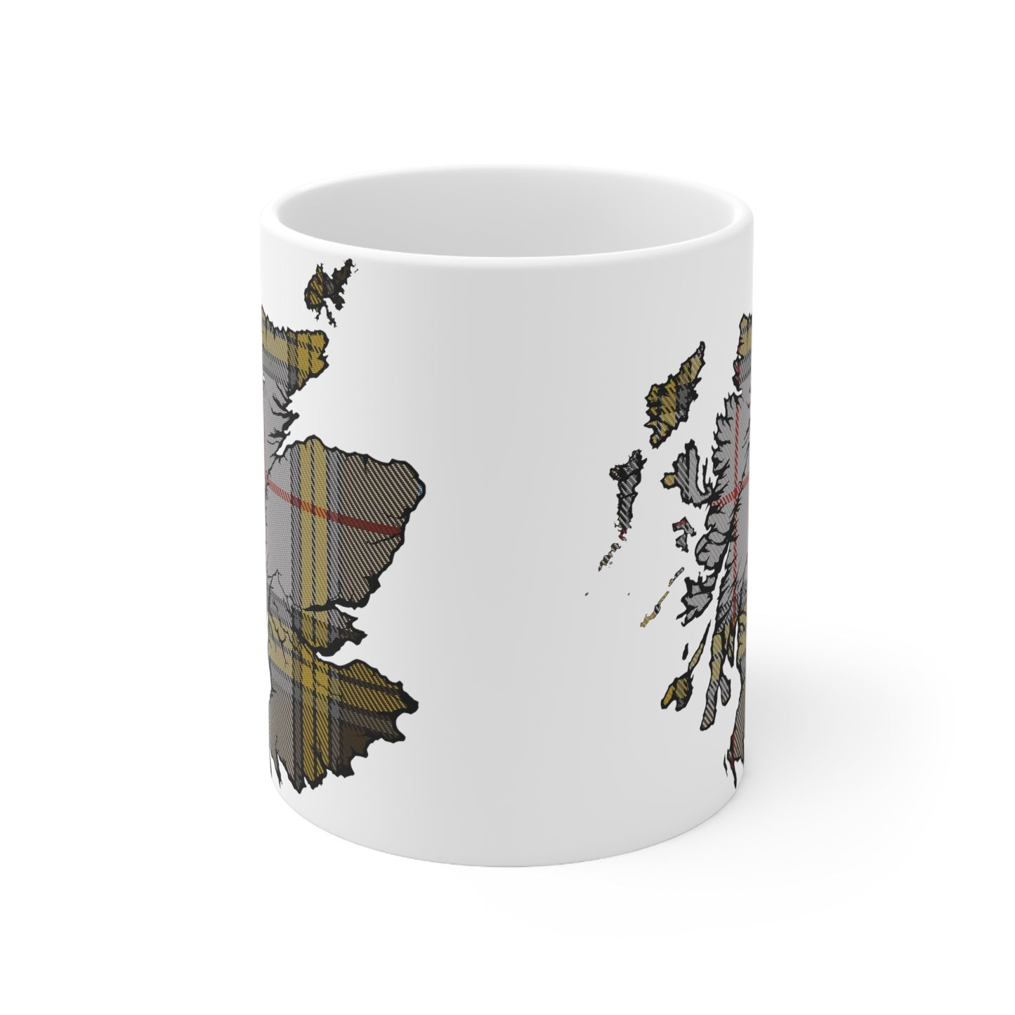 Buchanan Tartan Scotland Map Mug, Coffee Cup, Tea Cup, Scotland, White