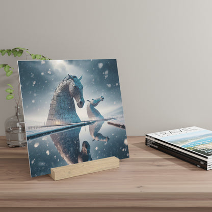 Winter Collection Gallery Stand Kelpies, Oak Picture Stand, Scotland Art, Scenery, Landmarks, Various Sizes