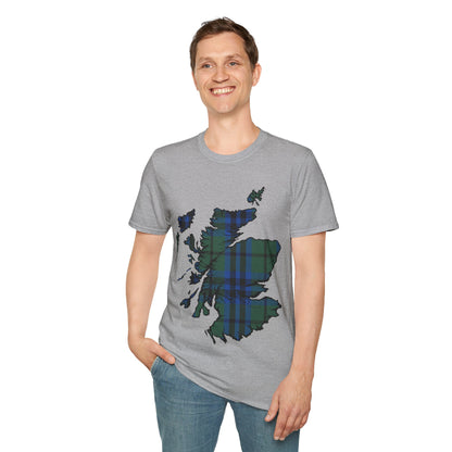 Scotland Tartan Map Softstyle Unisex T-Shirt, Keith Tartan, Various Colours