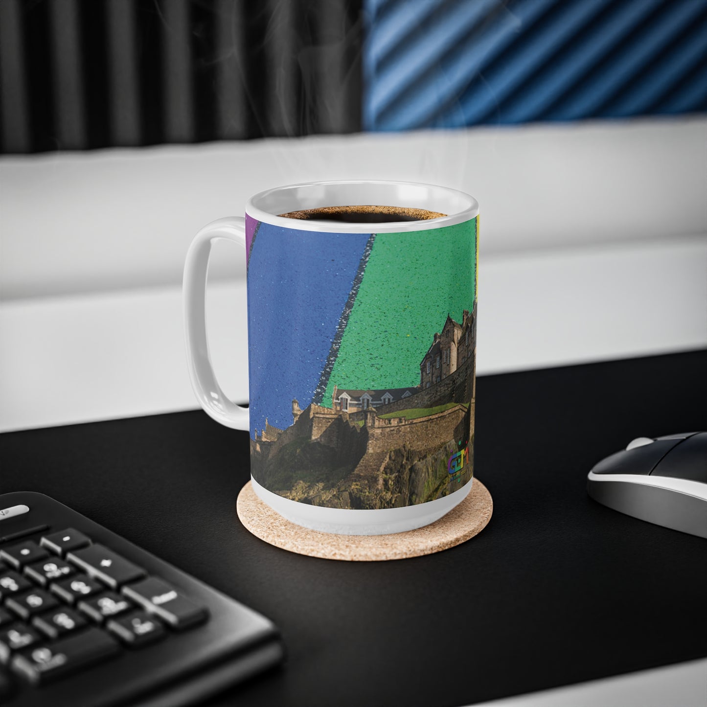 Edinburgh Castle Pride Road Sky Photo Mug, White