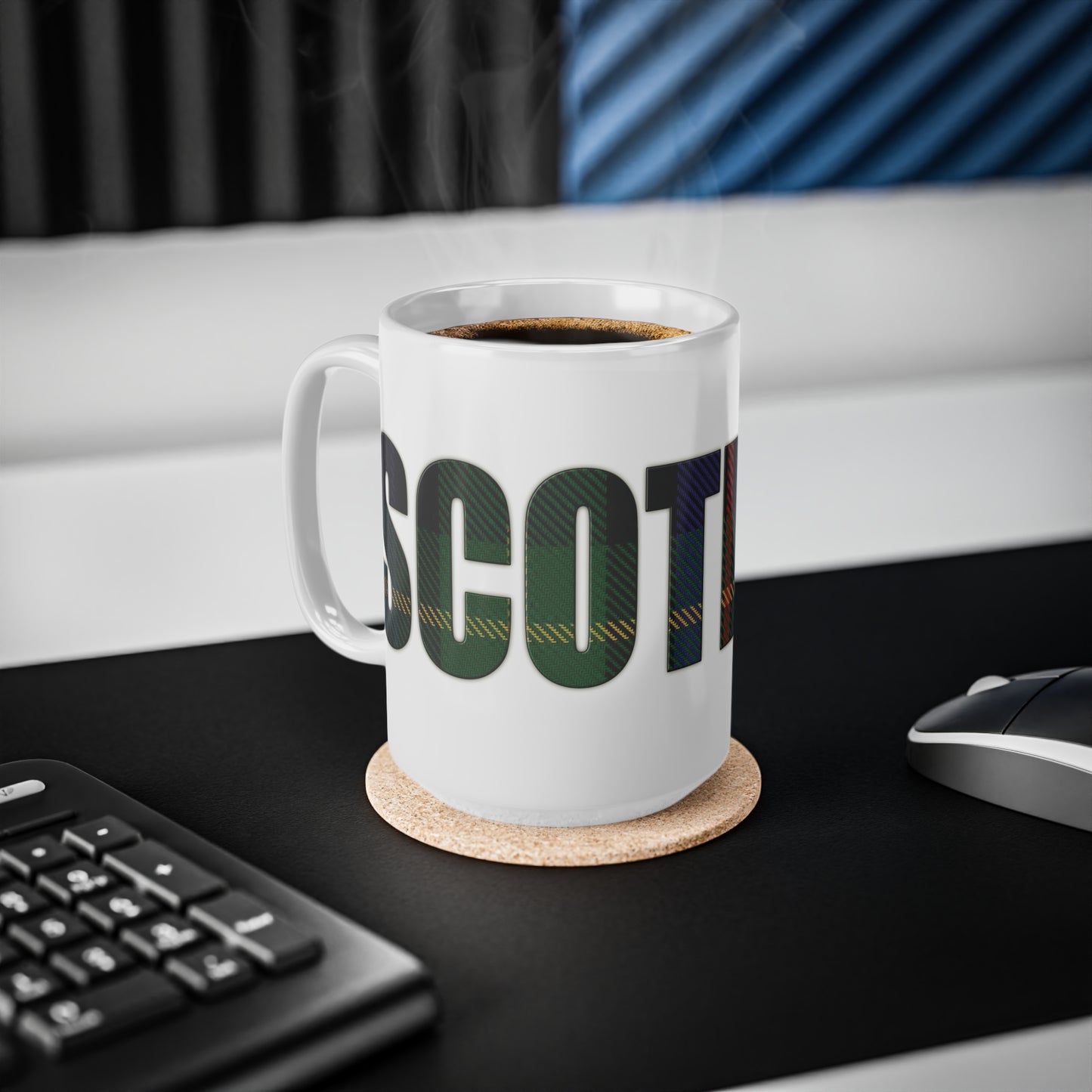 Scotland Tartan Mug - Farquharson, Coffee Cup, Tea Cup, Scotland, White