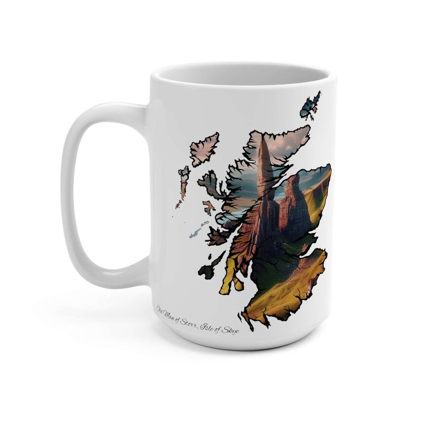 Scotland Map Mug 15oz, Old Man of Storr, Isle of Skye