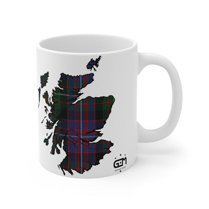 Rankin Tartan Scotland Map Mug, Coffee Cup, Tea Cup, Scotland, White