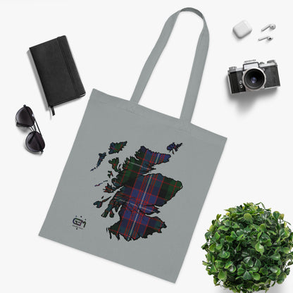 Reversible Scotland Tartan Map Cotton Tote Bag - Rankin Tartan