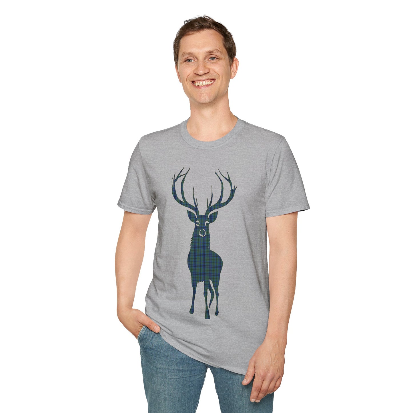 Tartan Stag Softstyle T-Shirt - Keith Tartan, Unisex Tee, Scottish Scenery, Various Colours