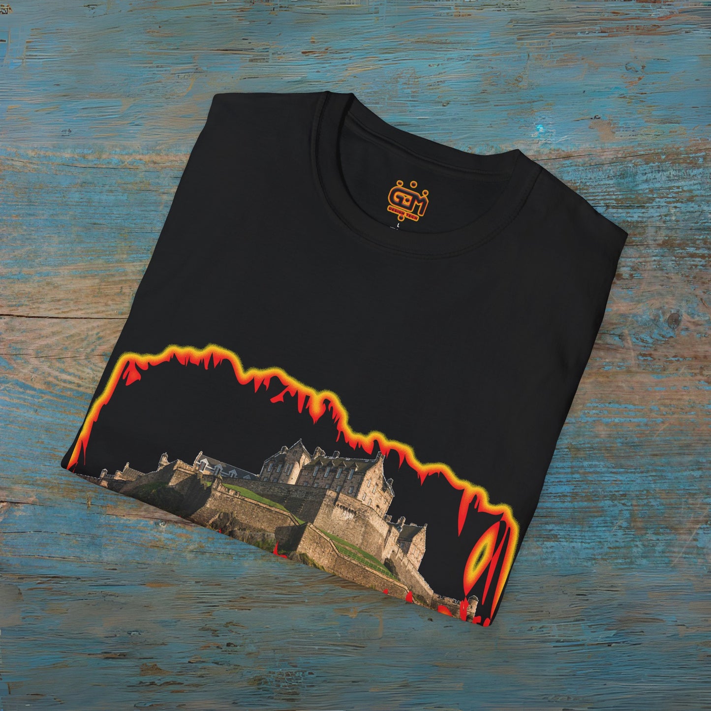 Edinburgh Castle Photo Fire Effect Unisex T-Shirt